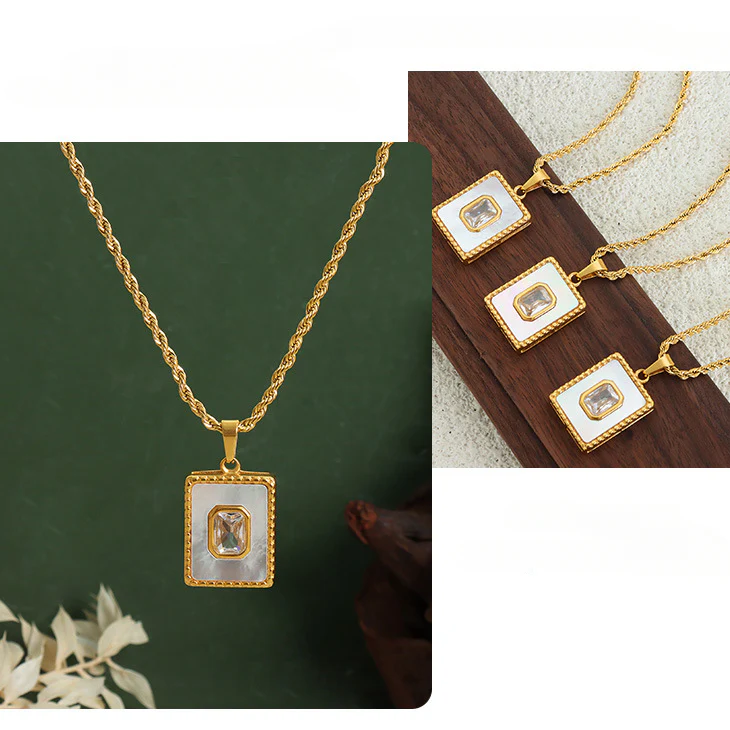 Square Mother of Pearl Necklace