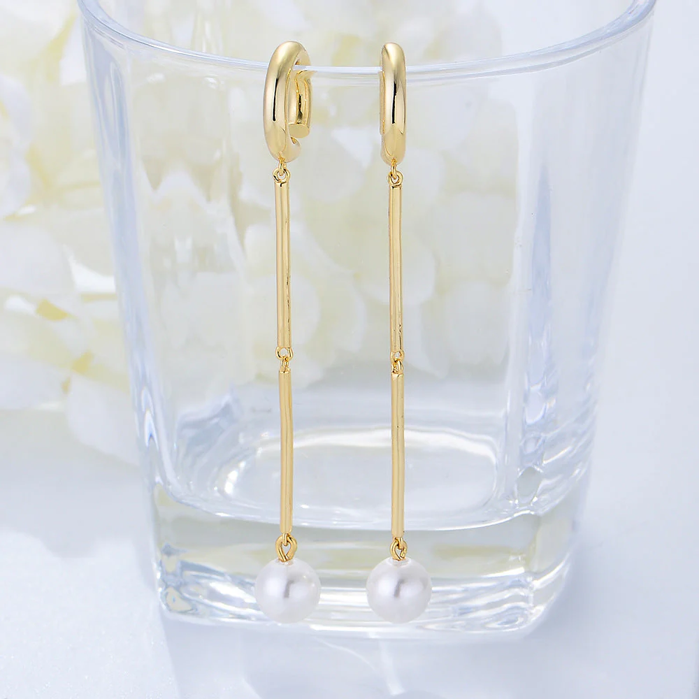 Long Drop Pearl Tassel Earrings