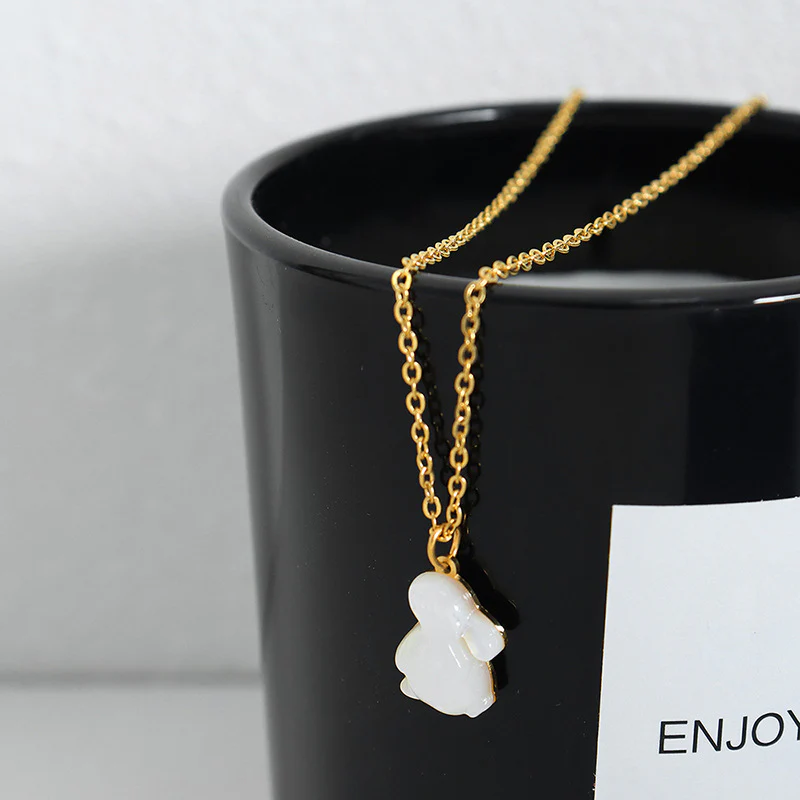 Natural Mother of Pearl Rabbit Pendant Necklace