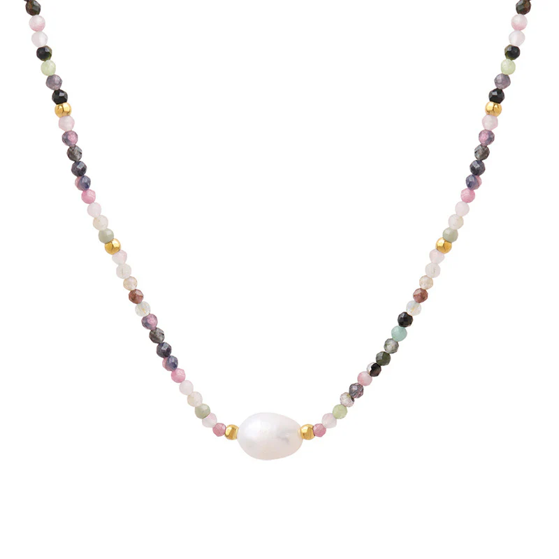 Freshwater Pearl and Tourmaline Necklace