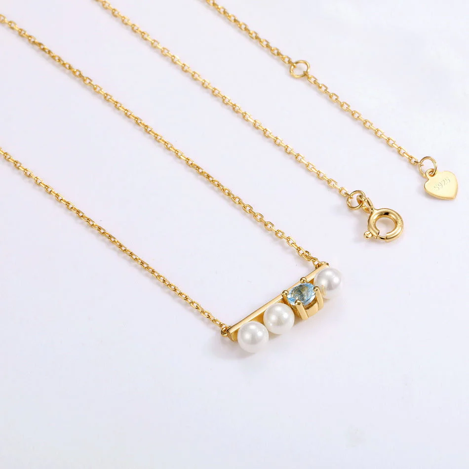 Pearls and Blue Topaz Necklace