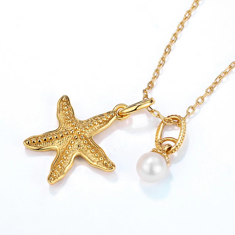 Pearl and Gold Starfish Necklace