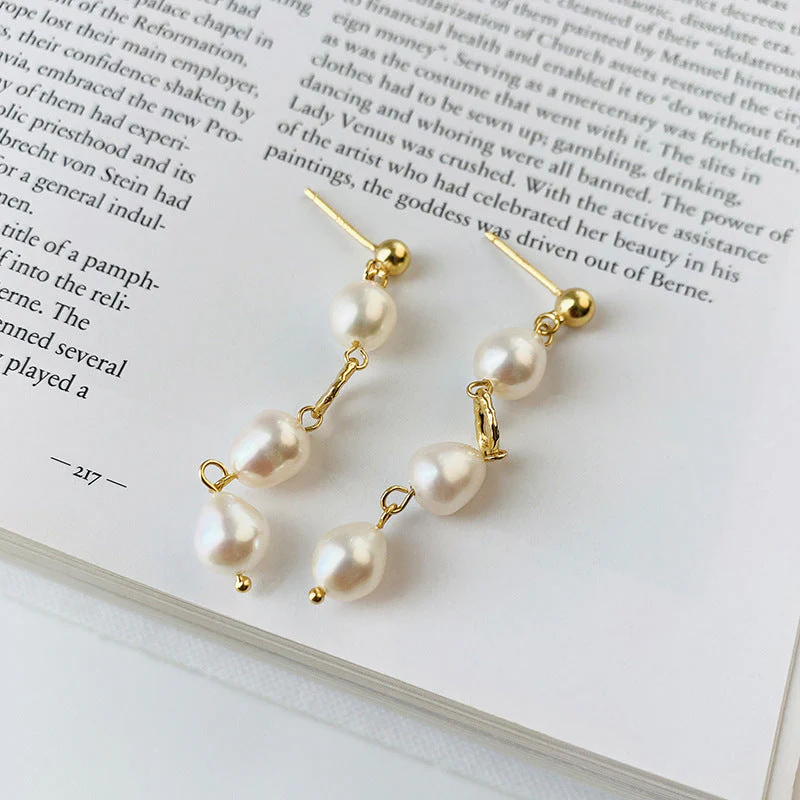3 Pearl Drop Earrings