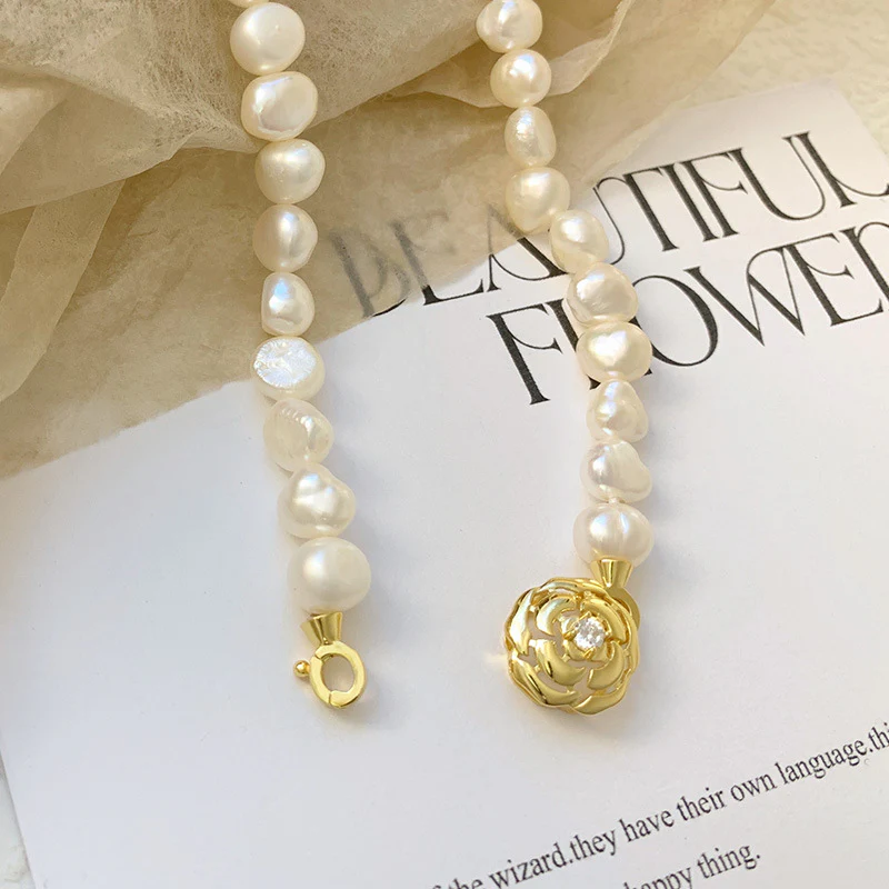 Luxury Princess Camellia Baroque Pearl Choker Necklace