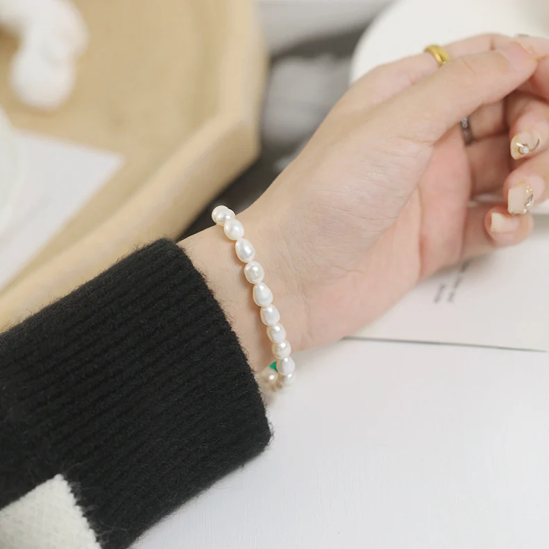 Emerald Zircon Freshwater Pearl Bracelet