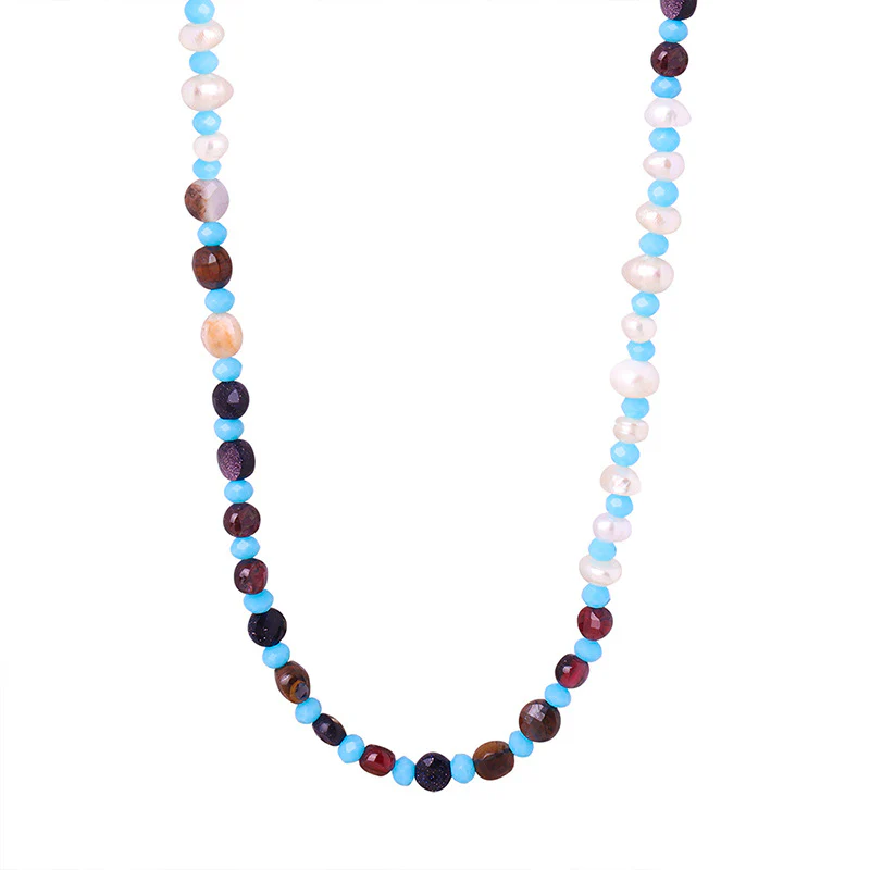 Natural Agate and Freshwater Pearl Necklace