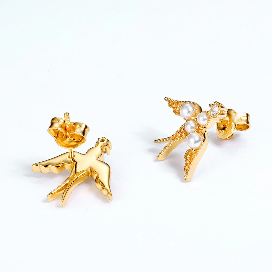 Flying Pearl Dove Earrings