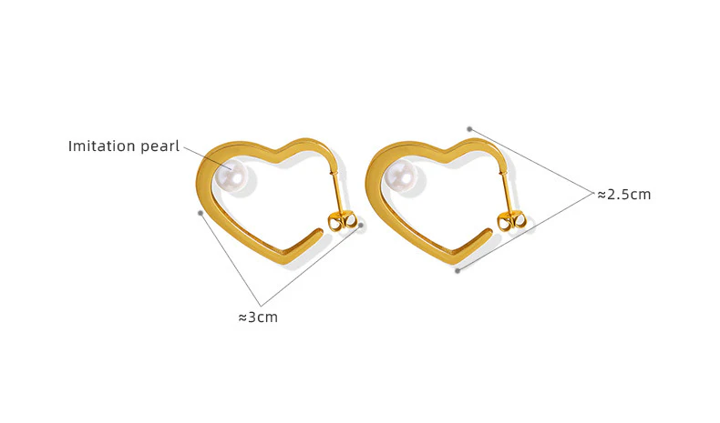 Chic Love Heart With Pearl Earrings