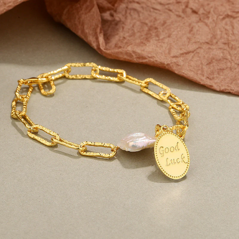 Good Luck Coin Baroque Pearl Bracelet