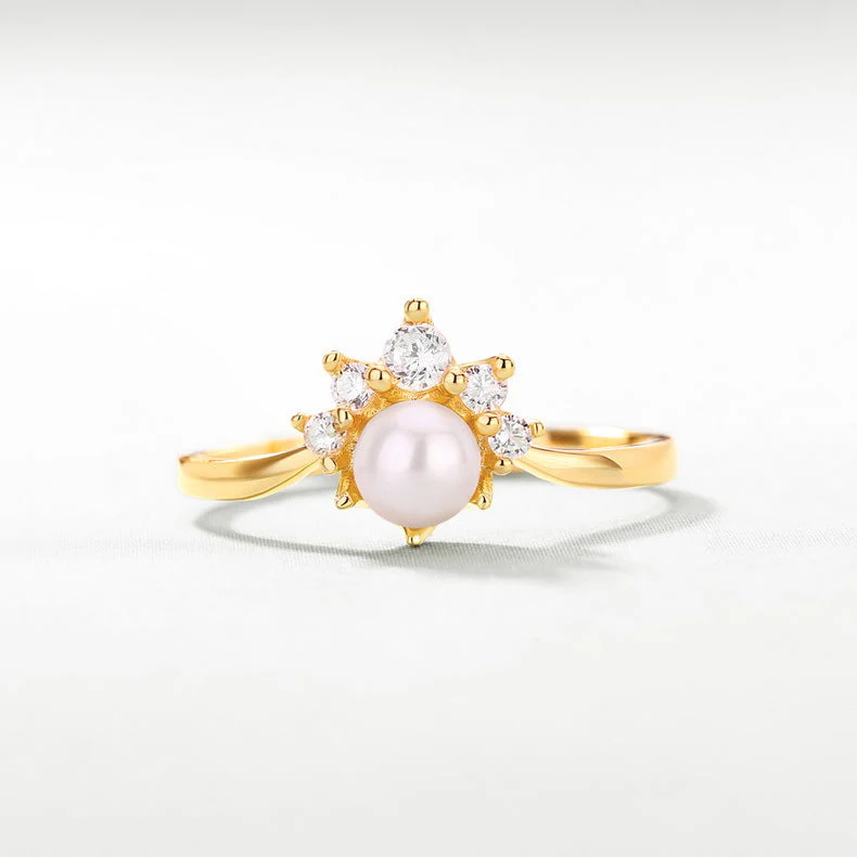 5mm Freshwater Pearl Crown Ring
