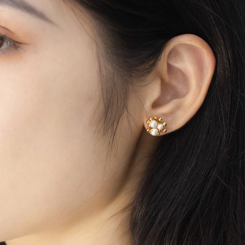 Vintage Pearl Cluster Earrings