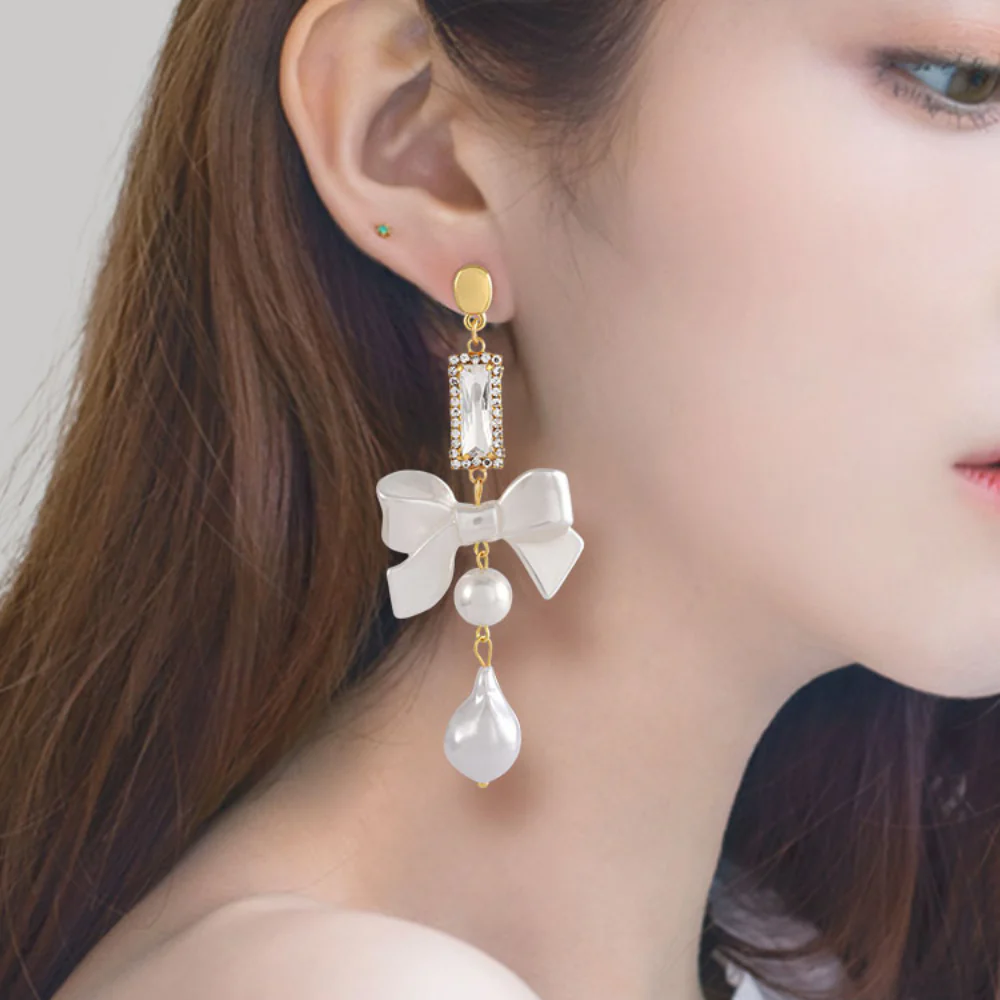 Bow Baroque Pearl Drop Earrings