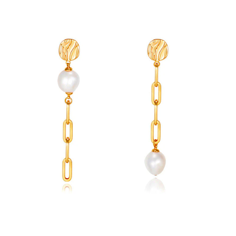 Chain Pearl Drop Earrings