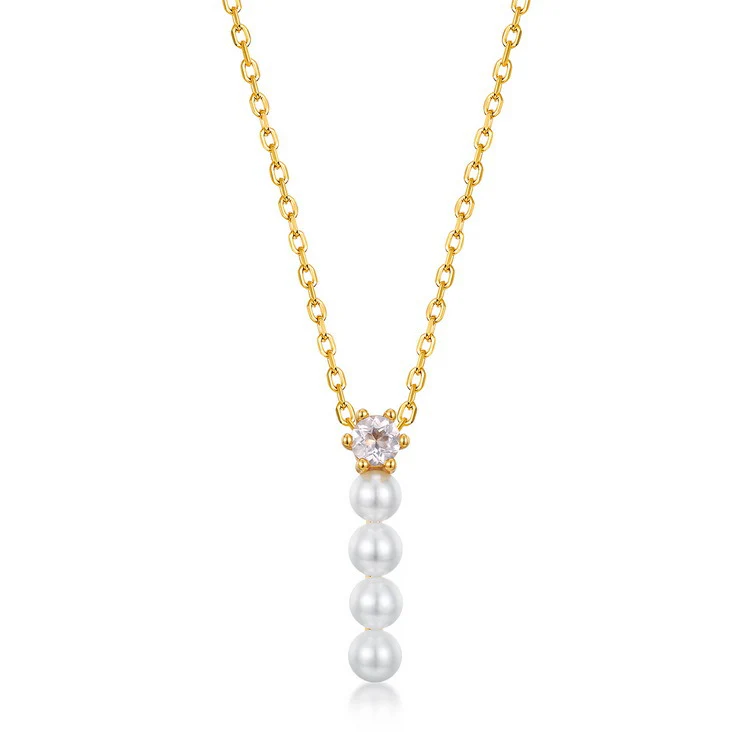 Vertical Pearl Pendant Necklace
