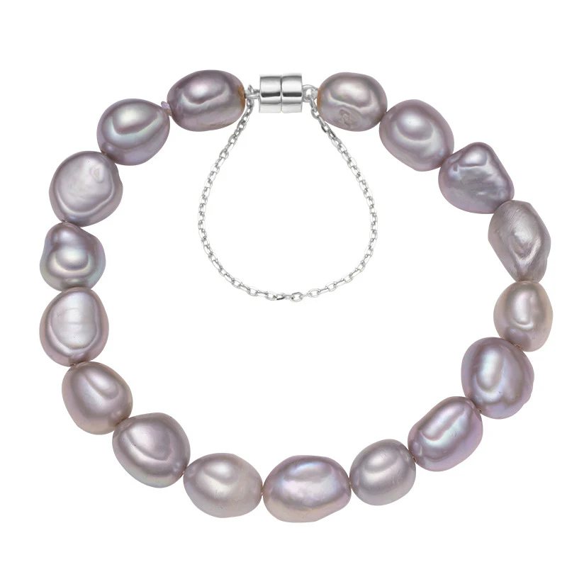 Magnetic Closure Natural Grey Baroque Pearl Bracelet