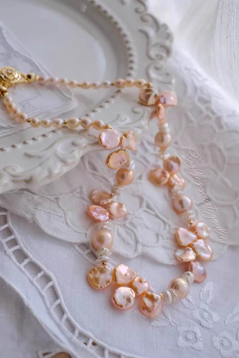 【Monet Garden Collection】 Handmade Austin Baroque Pearl Necklace