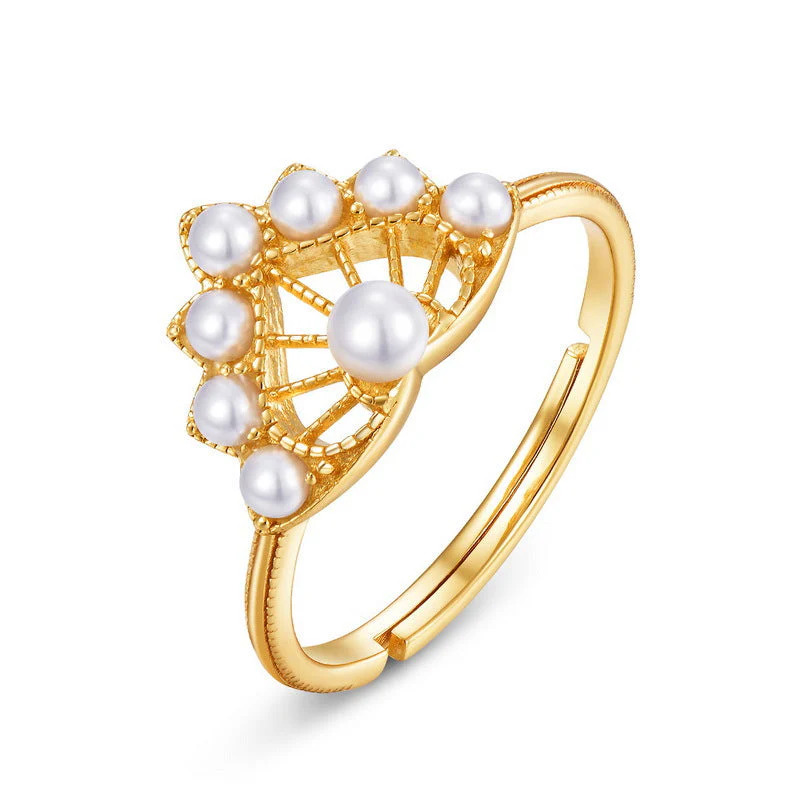 Maple Leaf Dainty Pearl Ring