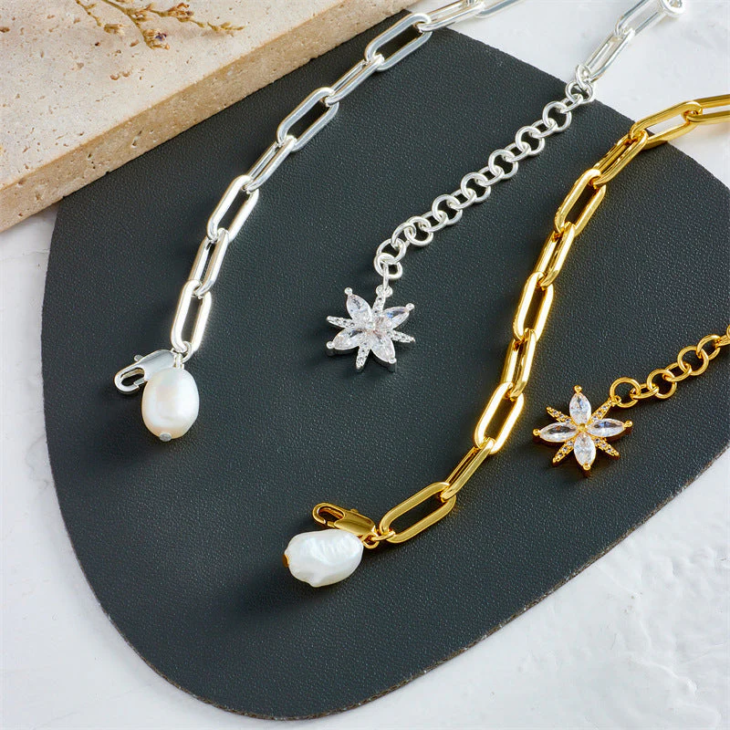 Baroque Pearl Paperclip Bracelet