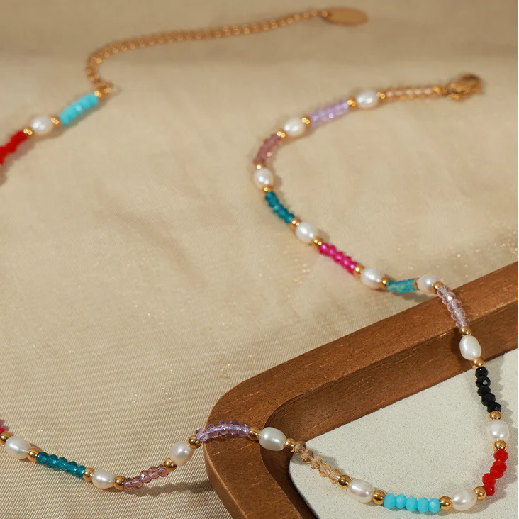 Dopamine Natural Stone Freshwater Pearl Necklace