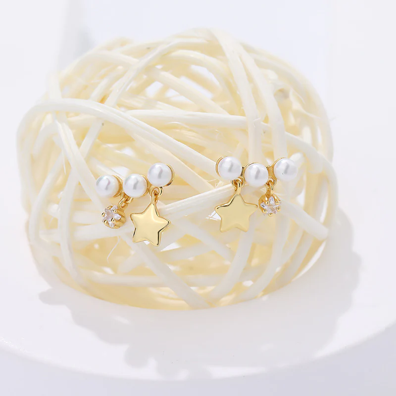 Star and Pearl Earrings