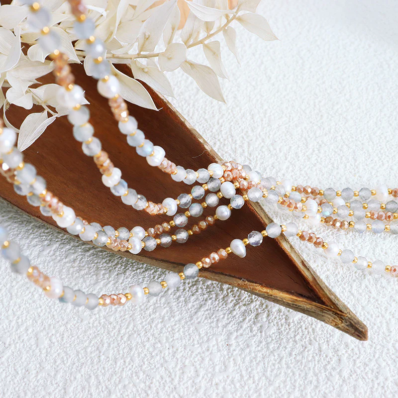 Bohemian Style Pearl Stone Glass Beaded Necklace