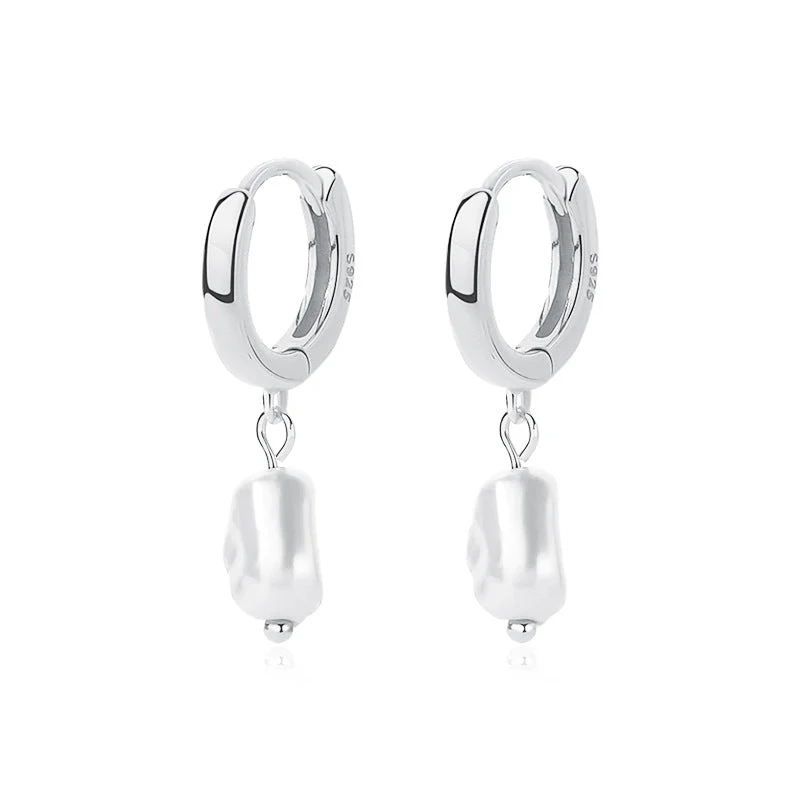 Gold Hoop Earrings With Pearl Drop