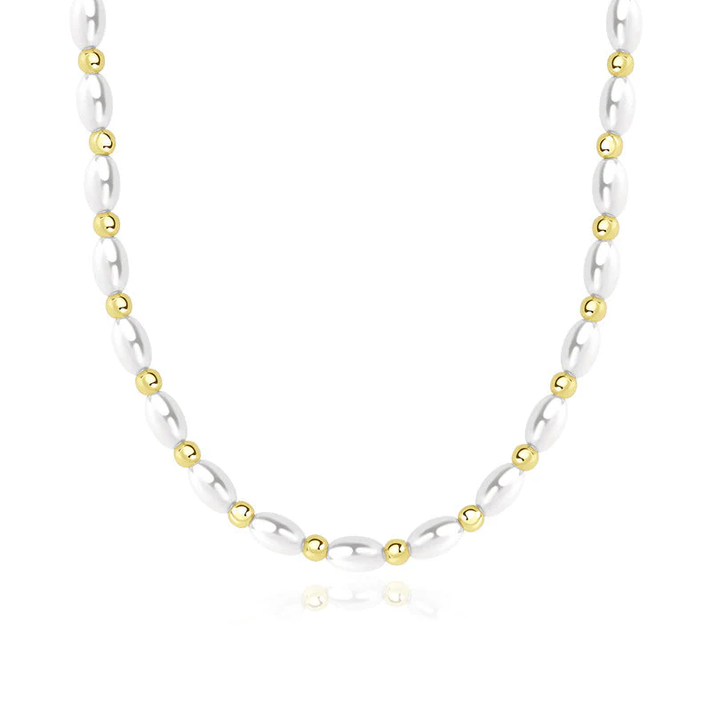 Elegant Olive Bead Pearl Necklace