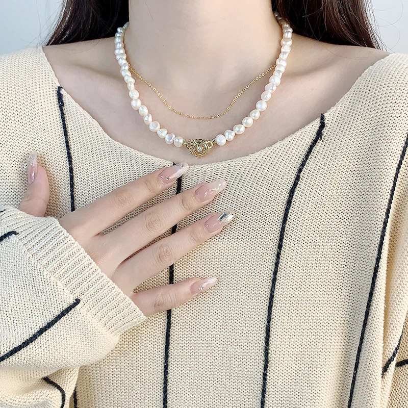 Luxury Princess Camellia Baroque Pearl Choker Necklace