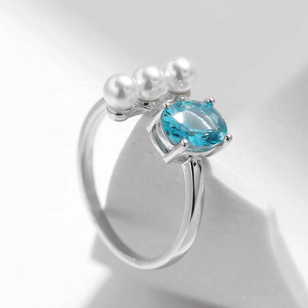 Aquamarine and Pearl Ring