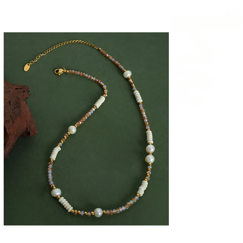Glass Stone Pearl Turquoise Necklace