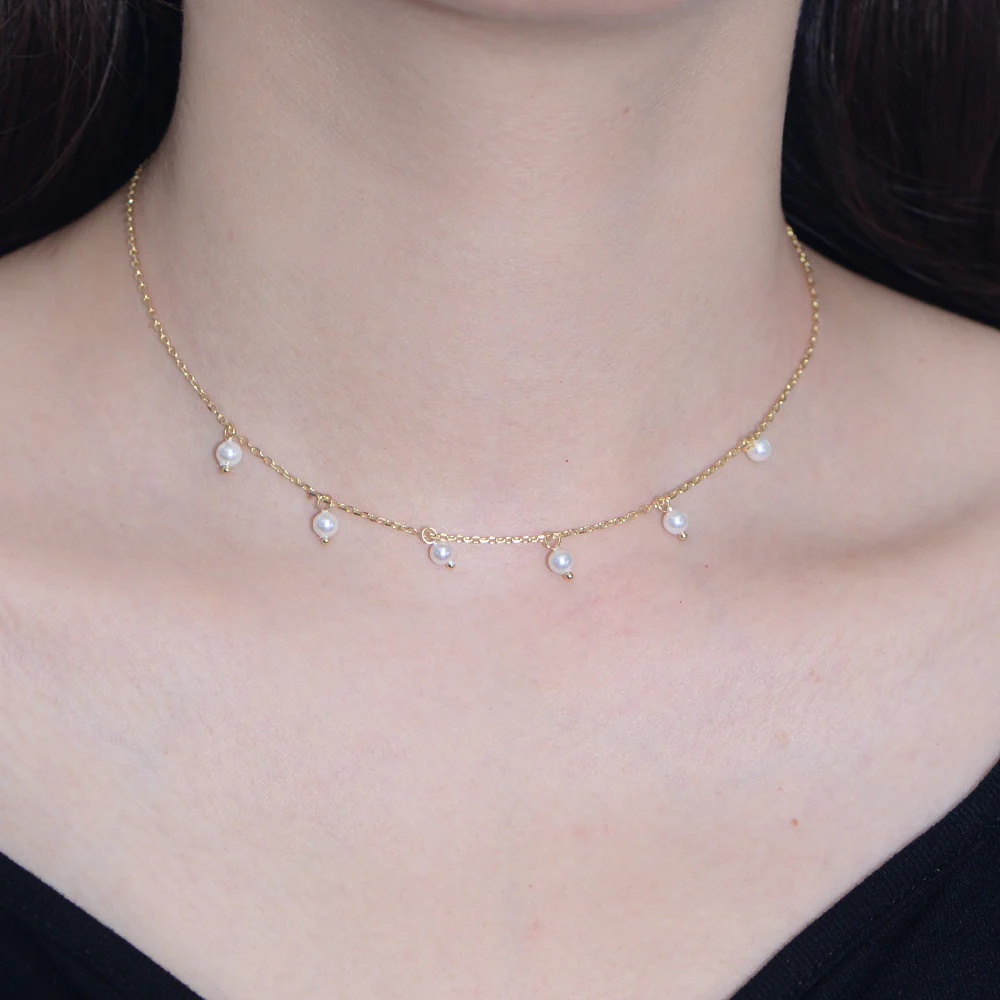 Freshwater Pearl Charms Clavicle Necklace