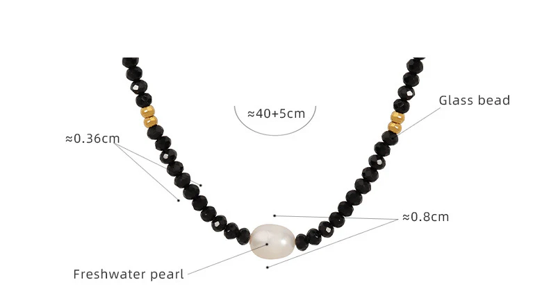 Black Glass Beads Freshwater Pearl Necklace