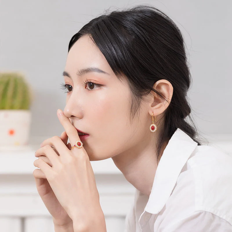 Pearl and Red Coral Earrings