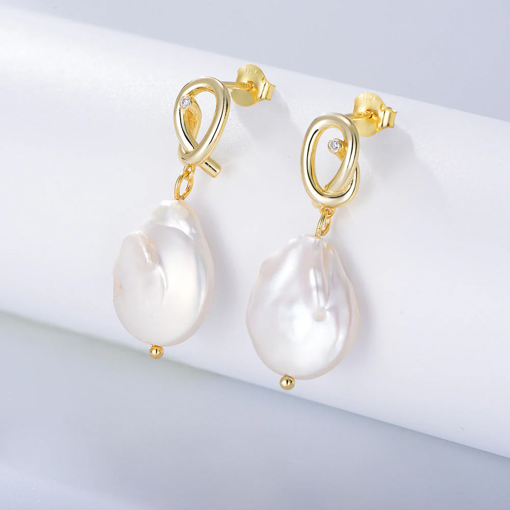 Baroque Pearl Flat Pearl Earrings