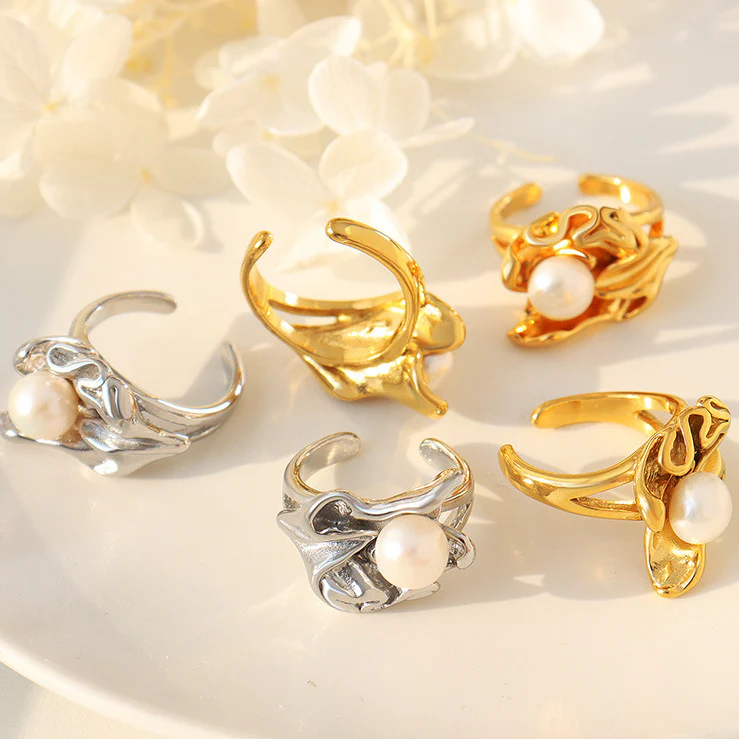 Irregular Lava Pearl Ring