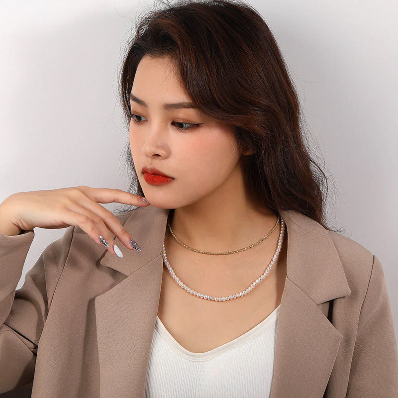 2 Layered Pearl Necklace