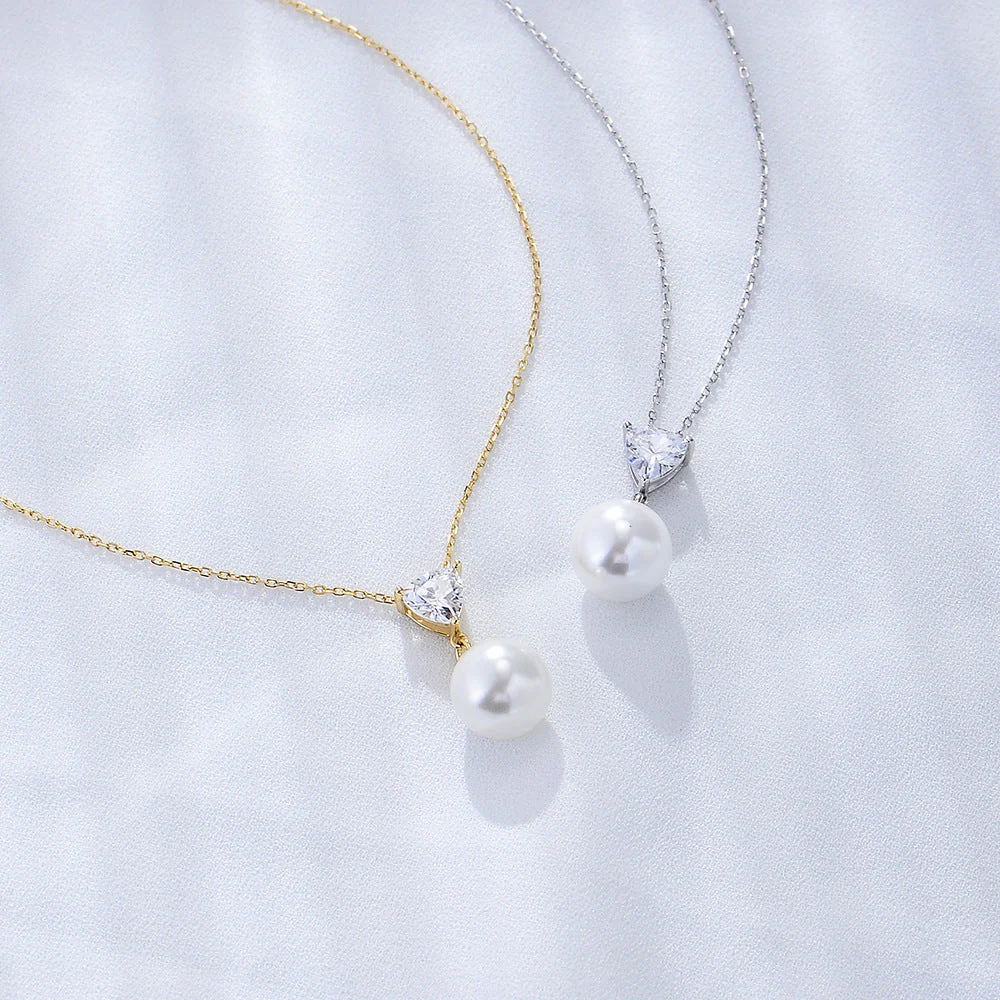 Diamond and Single Pearl Necklace