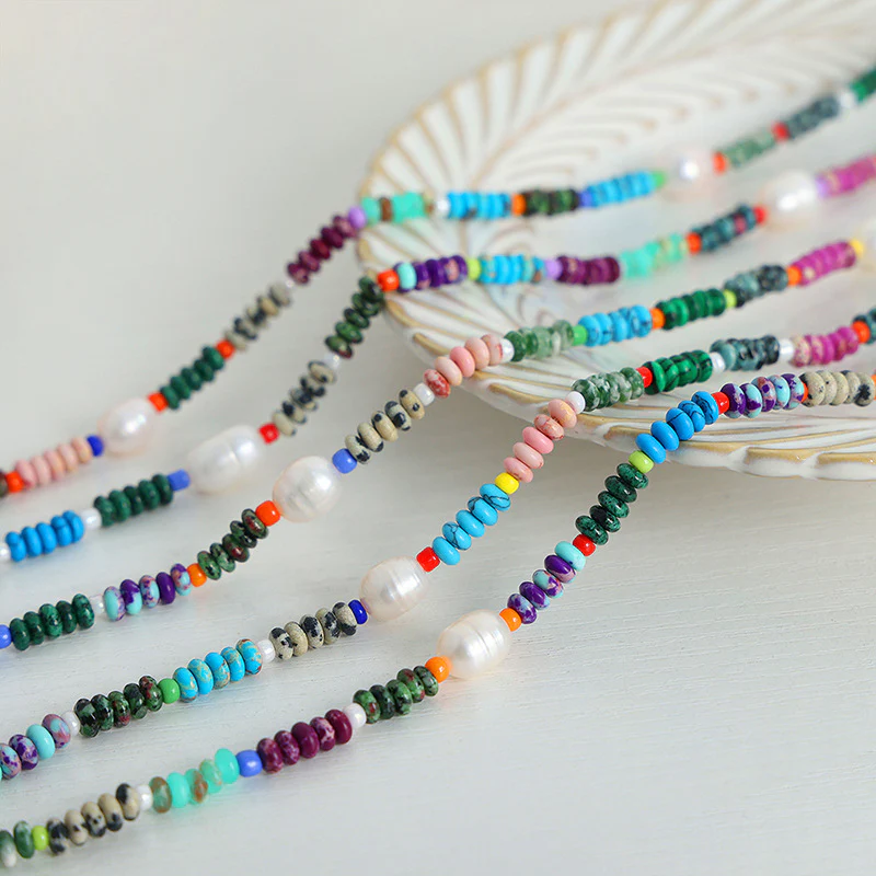 Colorful Natural Turquoise Freshwater Pearl Necklace