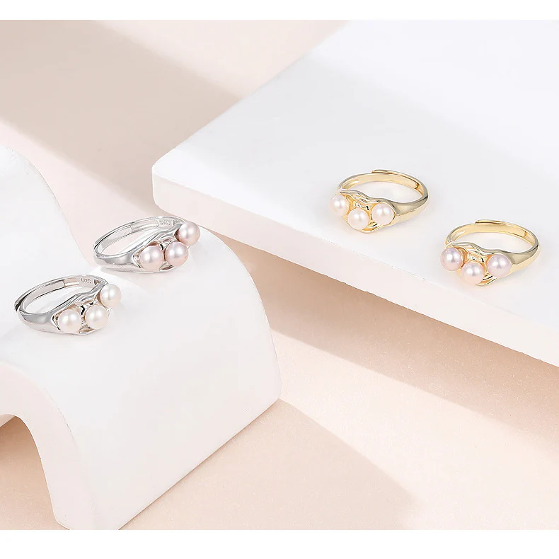 S925 Three Pearls Ring