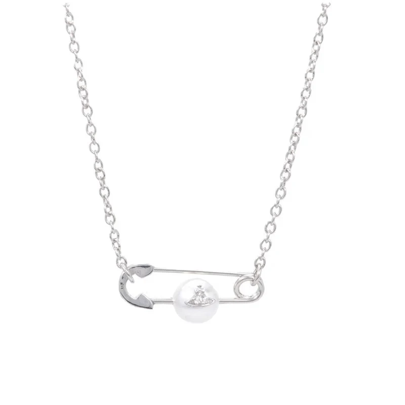 VIVI Paperclip With A Pearl Pendant Necklace | Best Replica Jewelry™