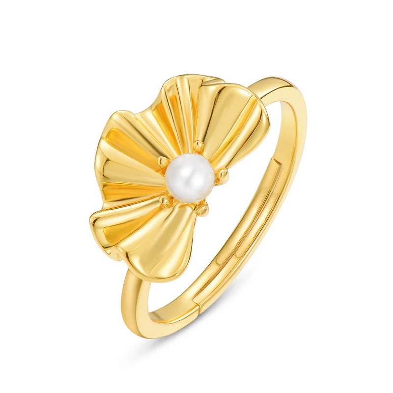 Cosmos Flower Pearl Ring