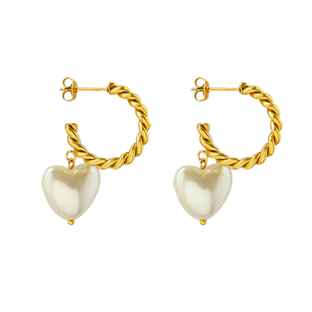 Heart Baroque Pearl Drop Earrings