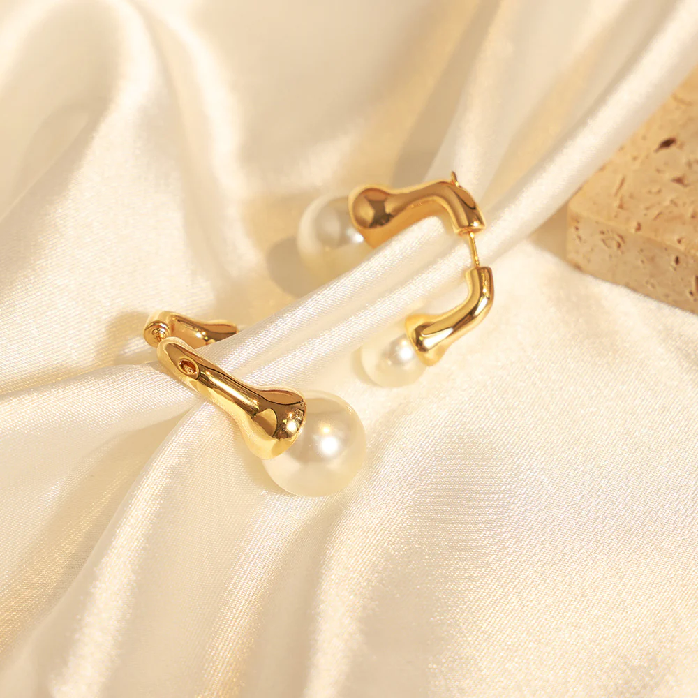 Front and Back Pearl Stud Earrings