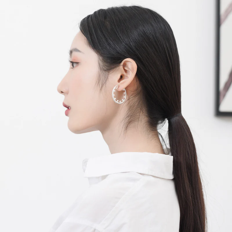 Silver Pearl Earring Hoops