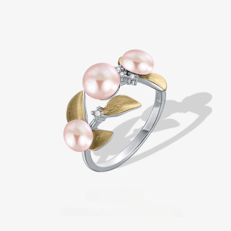 Leaf and Pearl Ring