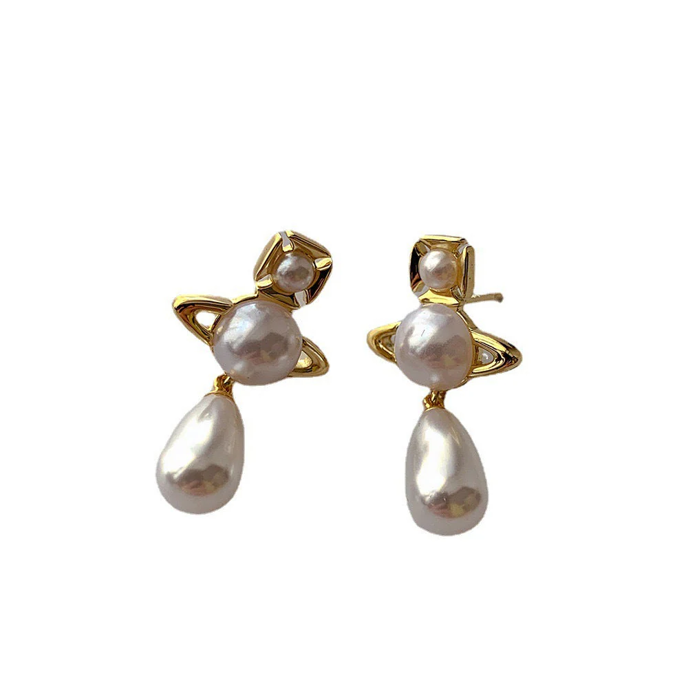 VIVI Teardrop Pearl Saturn Earrings | Best Replica Jewelry™