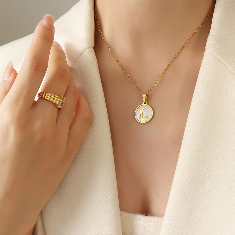 A-Z Initial Round Coin Pendant Letter Necklace