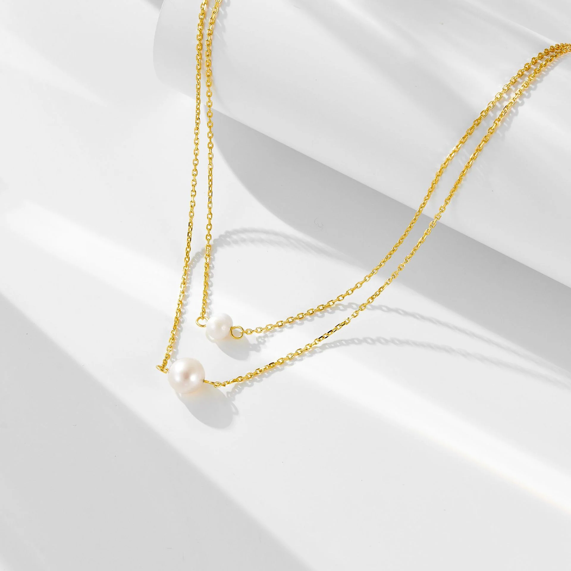 2 Layer Necklace With Freshwater Pearl Pendant