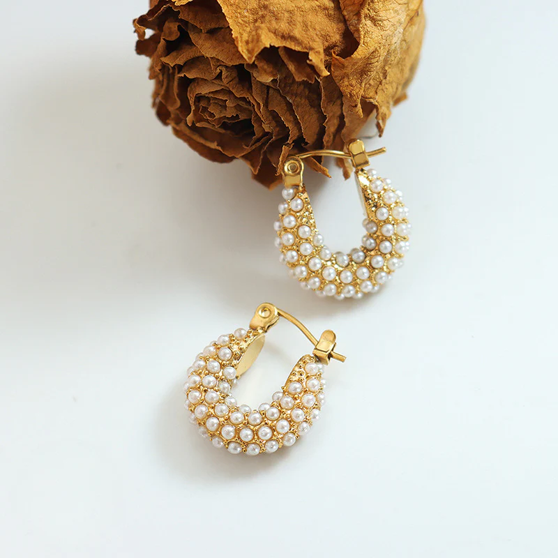 Fashion Shoulder Bag Shaped Pearl Earring