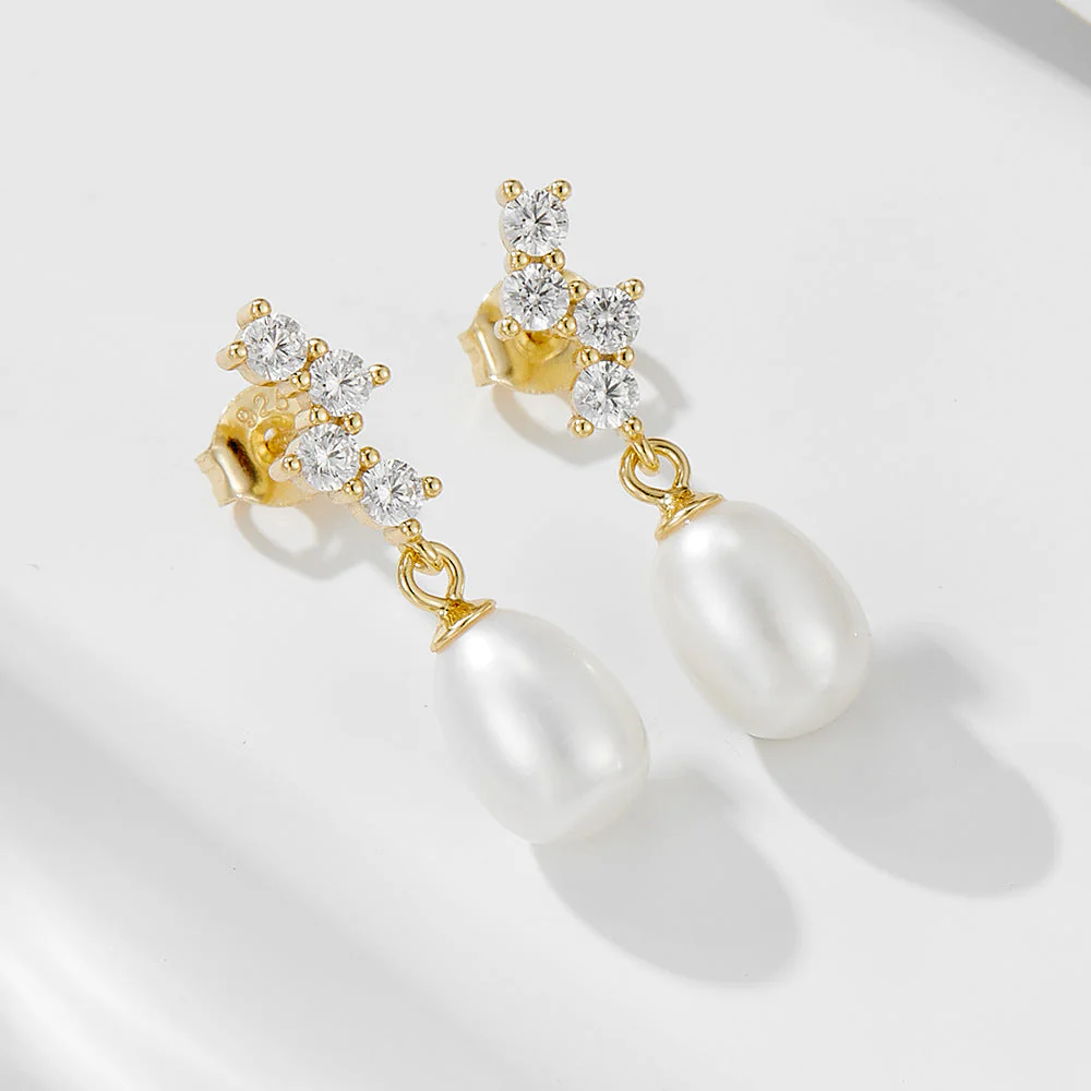 Diamond and Freshwater Pearl Earrings